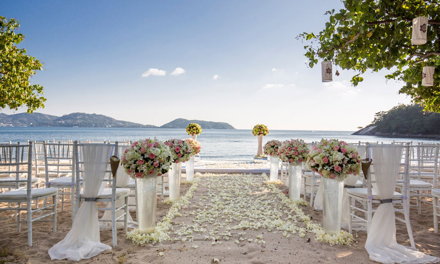 Flowers Romantic Phuket on Private Beach Gold Wedding Package