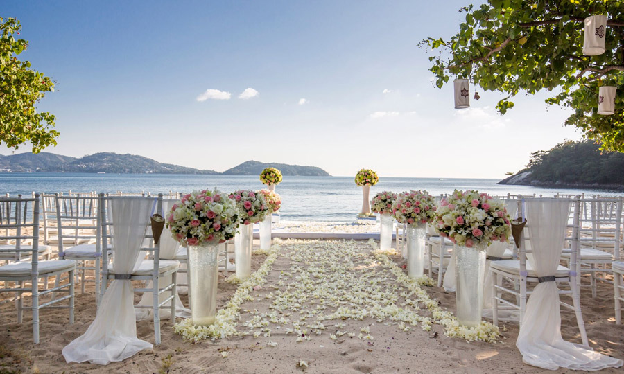 Flowers Festivities Romantic Phuket on Private Beach Gold Wedding Package